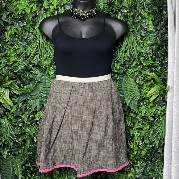 HACHE Skirt Women Italy 46 US Large A Line Pleated Stretch Waist Pink Hem 2385 - Picture 2 of 12